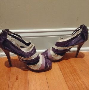 Rustic Snake Print Purple Lover High Heel Sandals